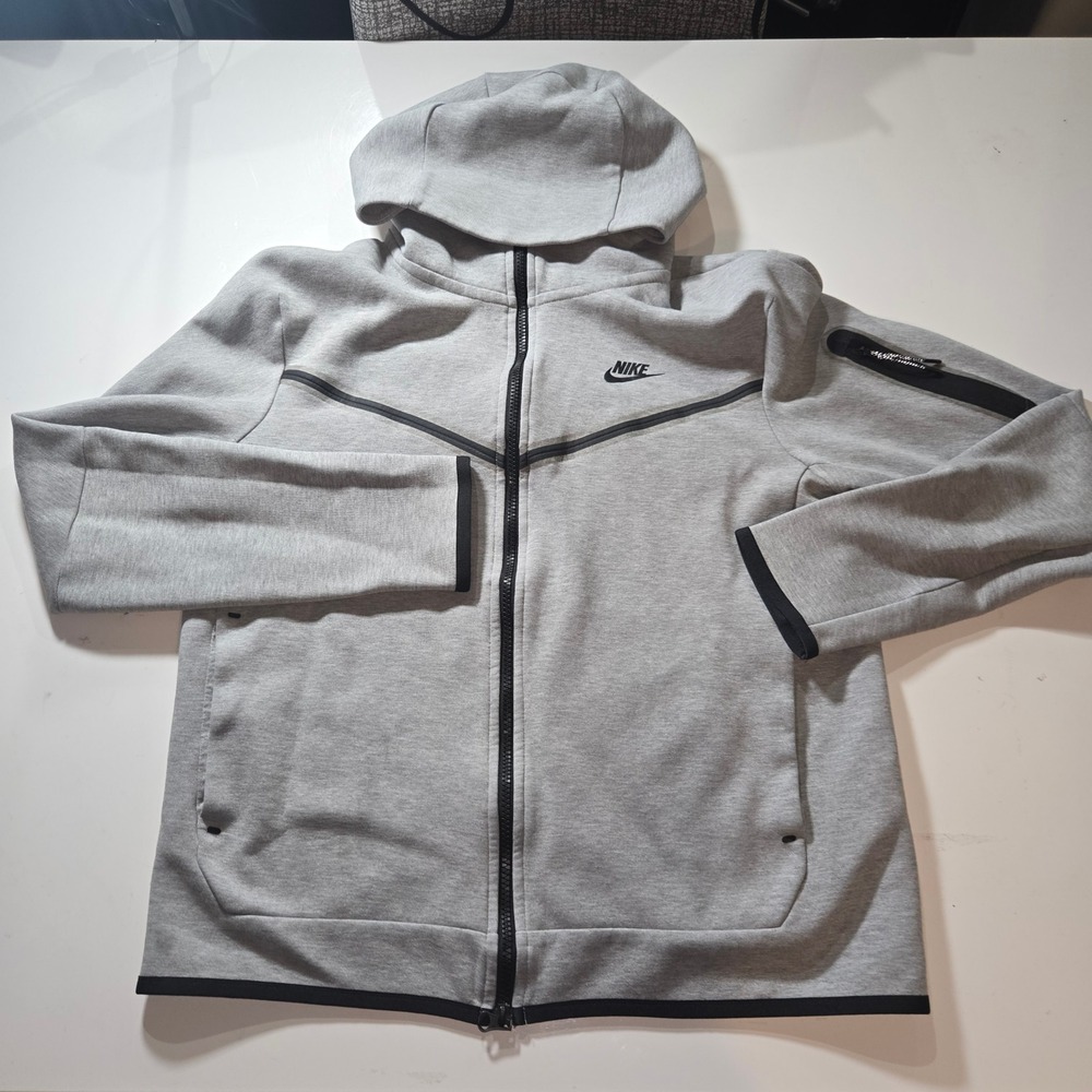 Nike Tech Fleece Full Zip Hoodie Mens Medium Gray Black CU4489-063
